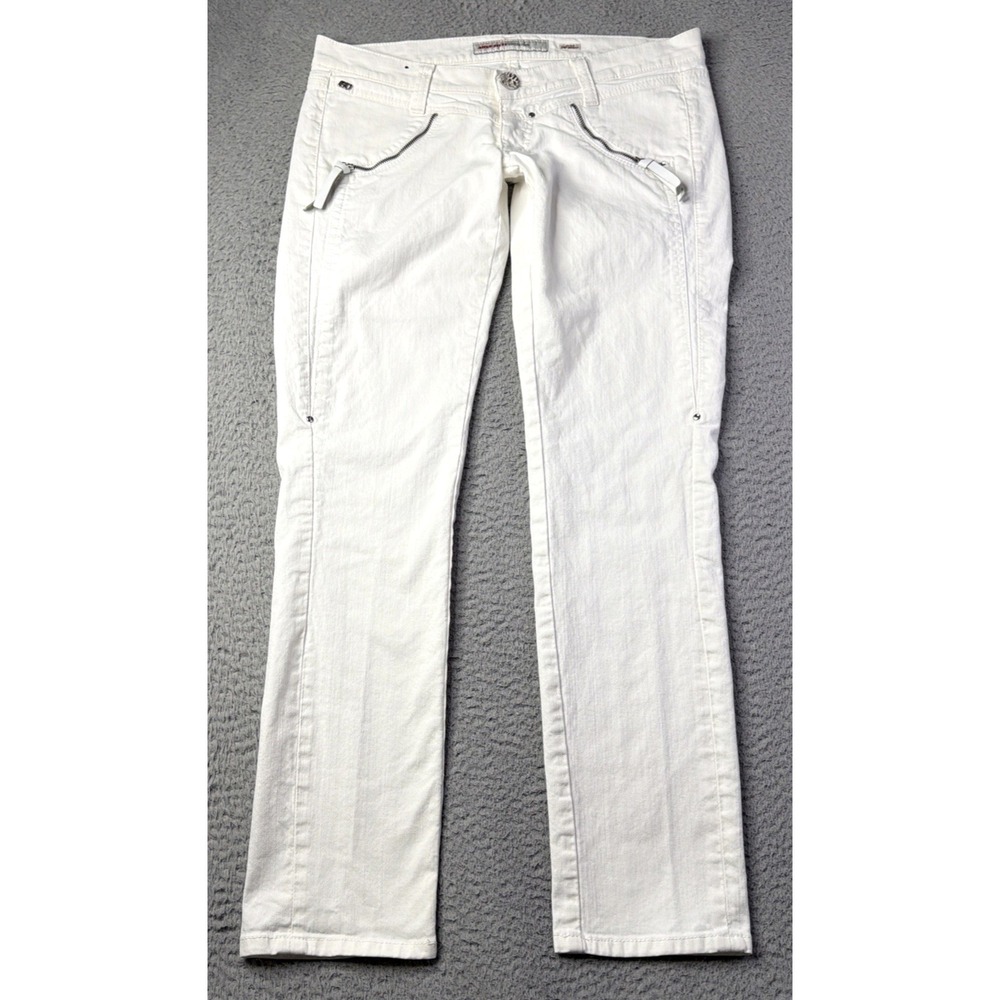 MISS SIXTY Jeans Womens Size 32 White Ultra Low Rise Zipper Y2K Style Designer